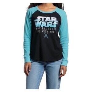 Star Wars Shirt Raglan Long Sleeve Top Size Large Sleep Lounge or Casual Wear